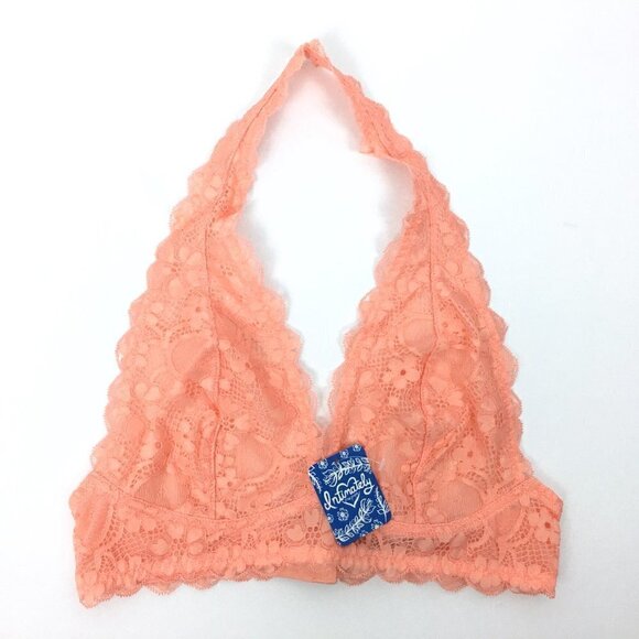 NEW Free People Orange Galloon Lace Halter Bra - Picture 2 of 6